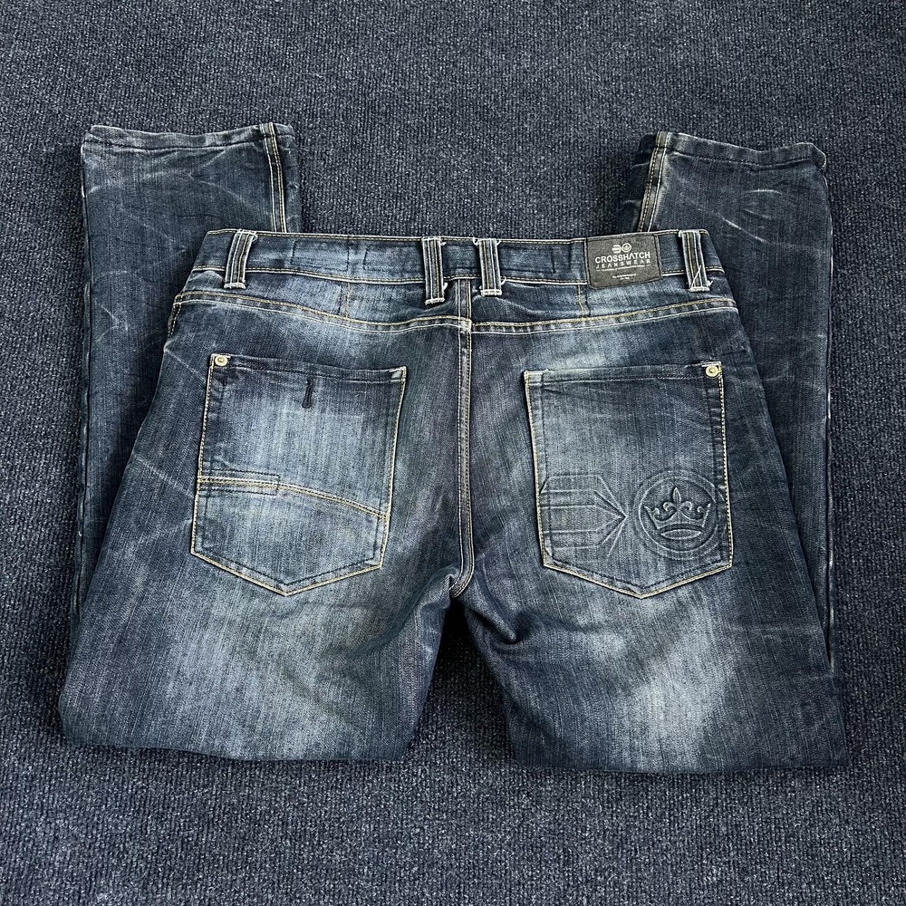 Crosshatch Jeans Mens W34 Short‎ Blue Denim Straight Leg Faded Wash Casual